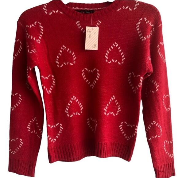 KIDS NWT DEREK HEART Red and White Hearts Design Sweater Size: 7/8 - Picture 2 of 5